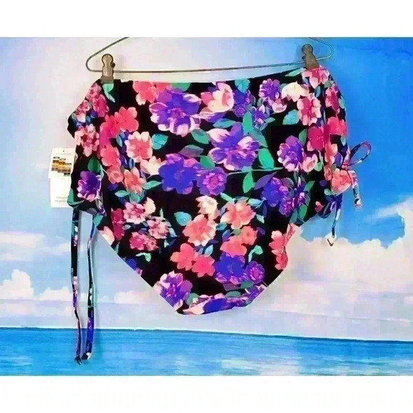 Bikini FLORAL Bottoms NWT TIME & TRU Mid Rise LINED Swim Bathing suit size 3x - Picture 3 of 5